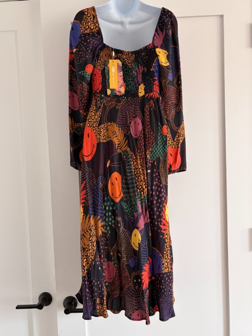 Farm Rio Smiley Tropical Midi Dress M - Picture 3 of 8